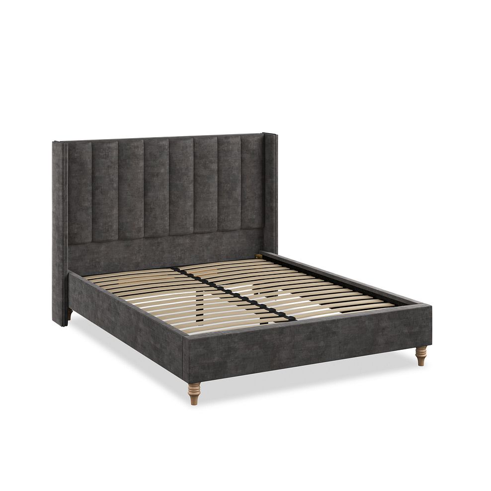 Amersham King-Size Bed with Winged Headboard in Heritage Velvet - Steel Thumbnail 2
