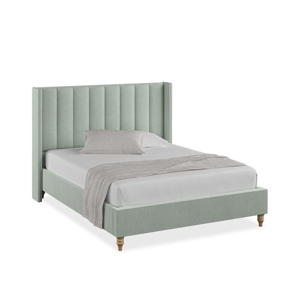 Amersham King-Size Bed with Winged Headboard in Venice Fabric - Duck Egg 1