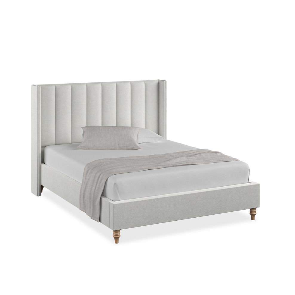 Amersham King-Size Bed with Winged Headboard in Venice Fabric - Silver 1