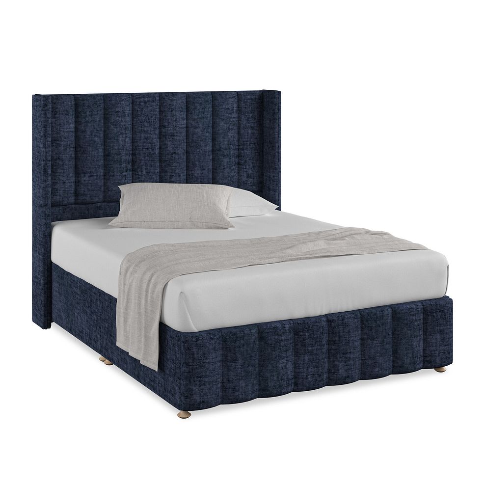 Amersham King-Size Divan Bed with Winged Headboard in Brooklyn Fabric - Hummingbird Blue 1