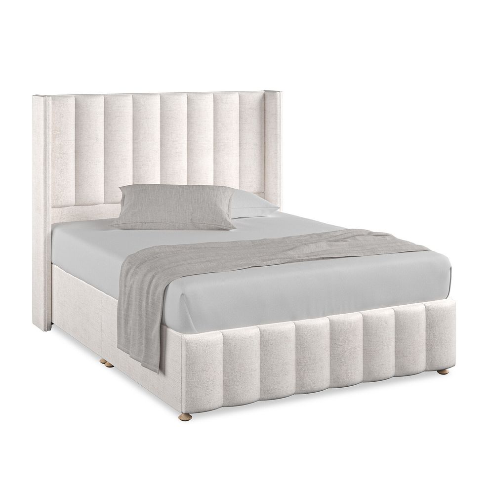 Amersham King-Size Divan Bed with Winged Headboard in Brooklyn Fabric - Lace White 1
