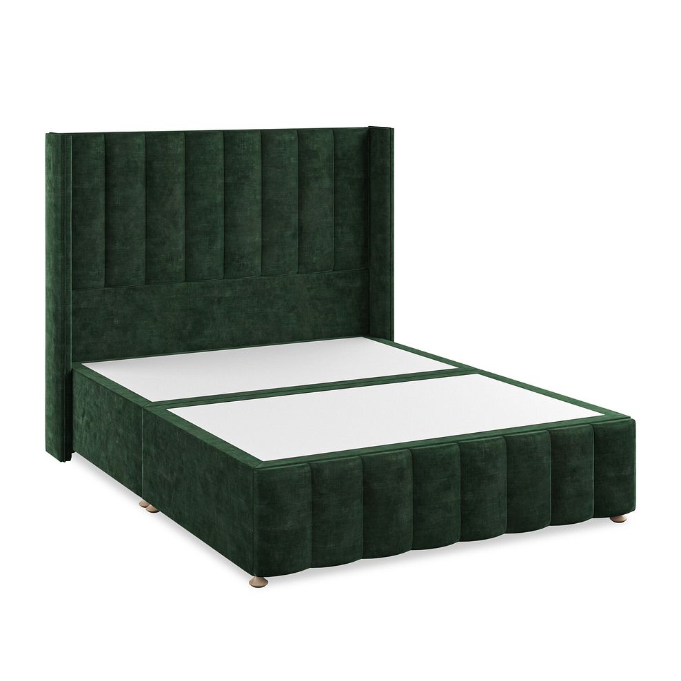 Amersham King-Size Divan Bed with Winged Headboard in Heritage Velvet - Bottle Green 2