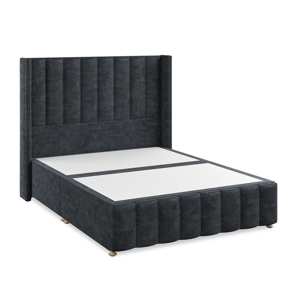 Amersham King-Size Divan Bed with Winged Headboard in Heritage Velvet - Charcoal Thumbnail 2
