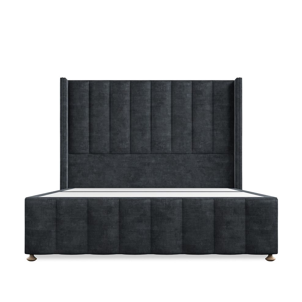 Amersham King-Size Divan Bed with Winged Headboard in Heritage Velvet - Charcoal Thumbnail 3