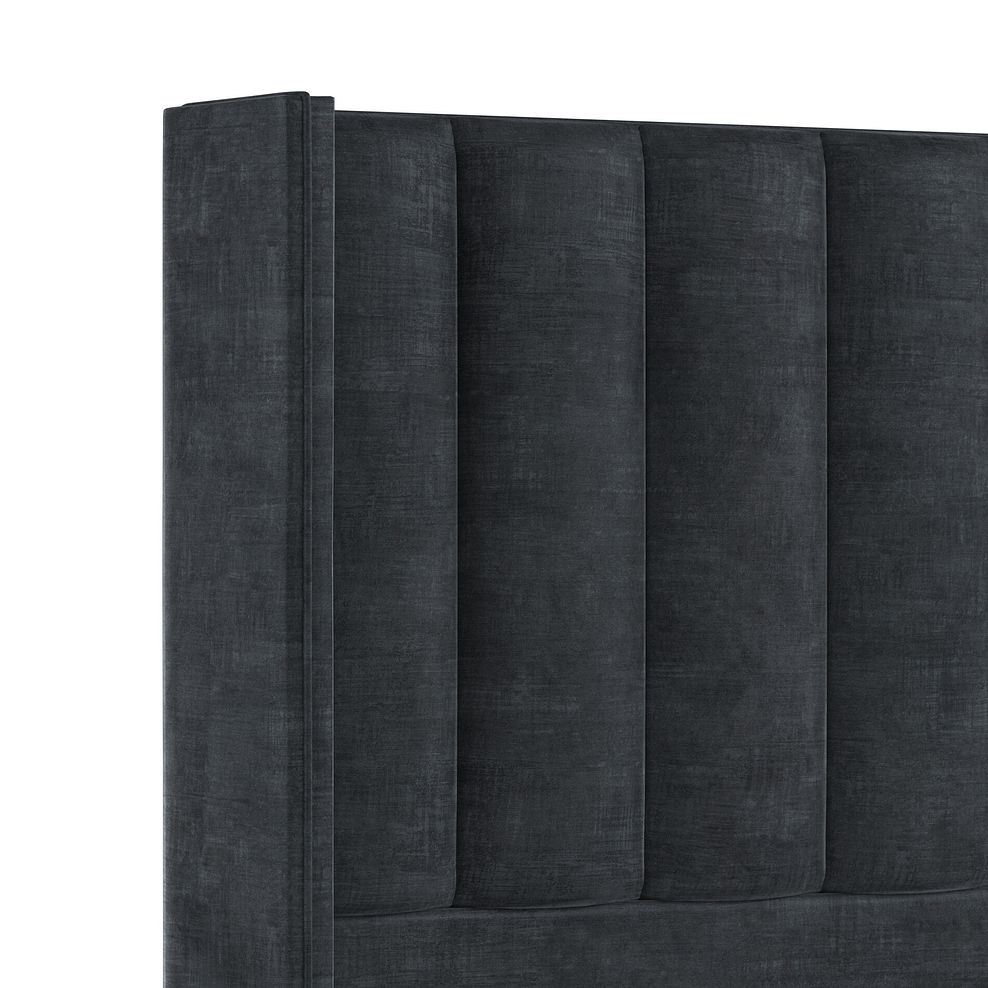 Amersham King-Size Divan Bed with Winged Headboard in Heritage Velvet - Charcoal 5