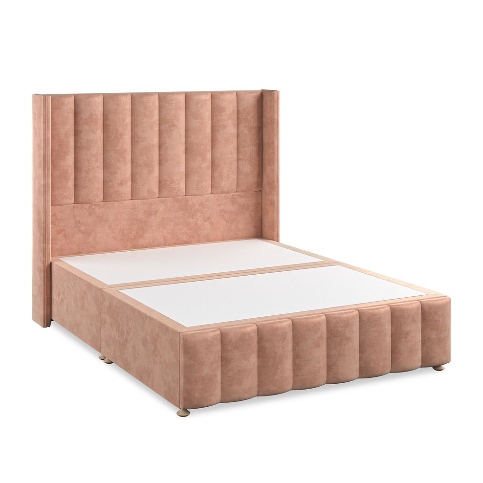 Amersham King-Size Divan Bed with Winged Headboard in Heritage Velvet - Powder Pink 2
