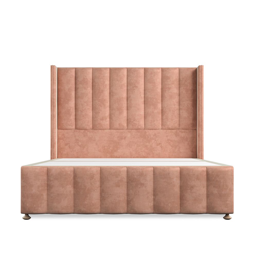 Amersham King-Size Divan Bed with Winged Headboard in Heritage Velvet - Powder Pink 3