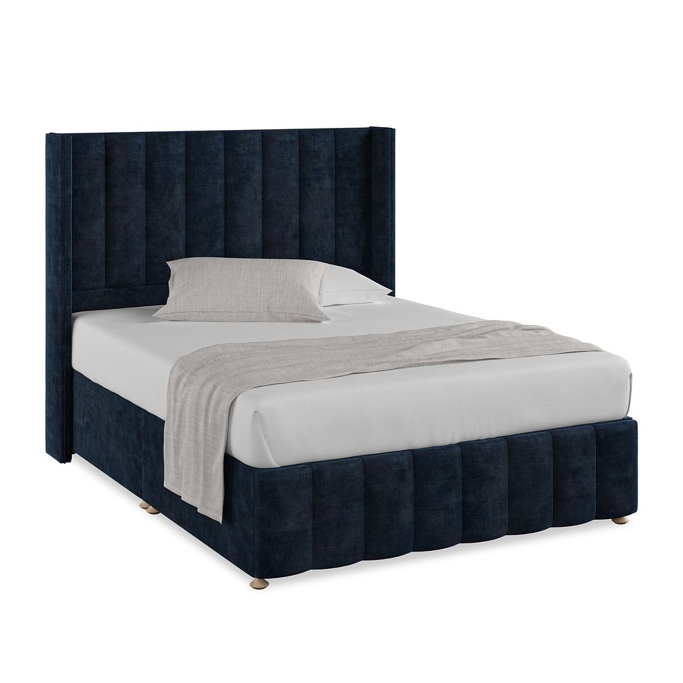 Amersham King-Size Divan Bed with Winged Headboard in Heritage Velvet - Royal Blue Thumbnail 1