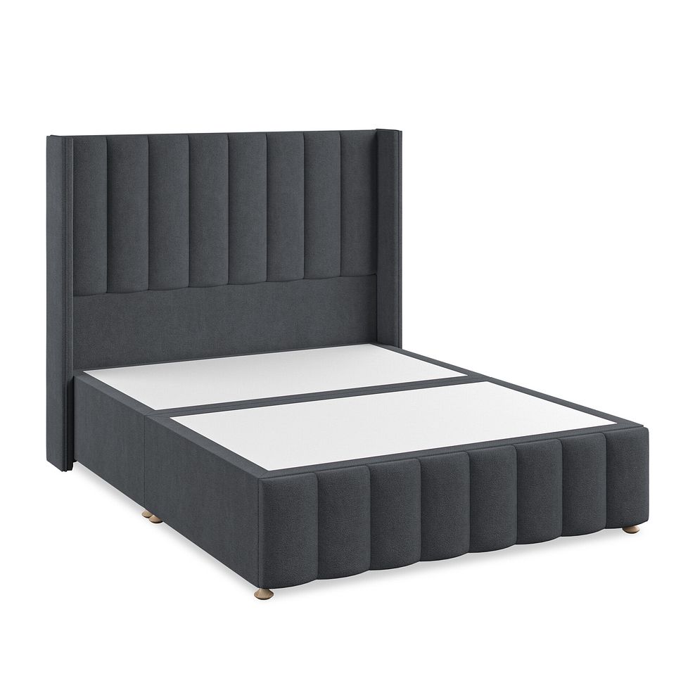 Amersham King-Size Divan Bed with Winged Headboard in Venice Fabric - Anthracite 2