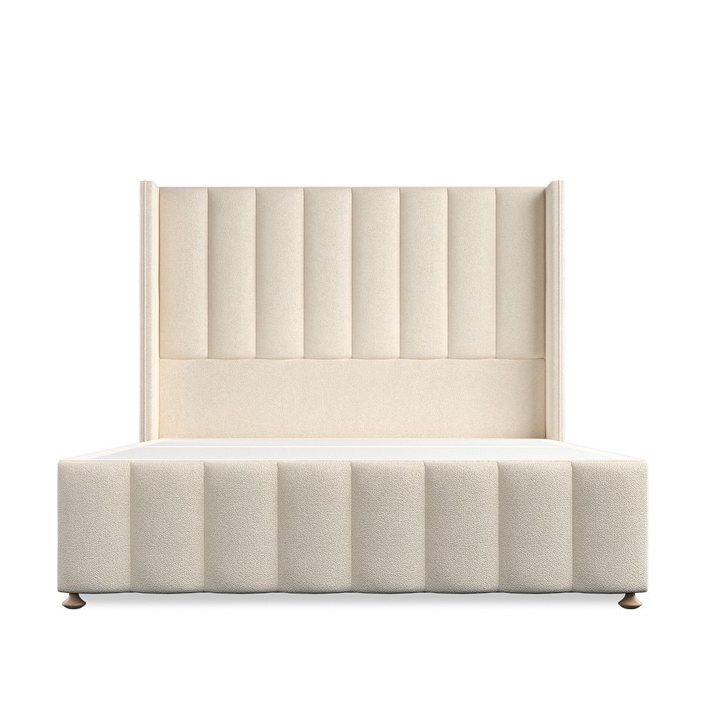Amersham King-Size Divan Bed with Winged Headboard in Venice Fabric - Cream Thumbnail 3