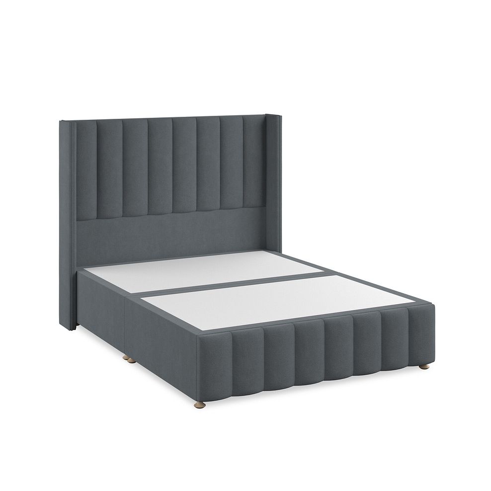 Amersham King-Size Divan Bed with Winged Headboard in Venice Fabric - Graphite 2