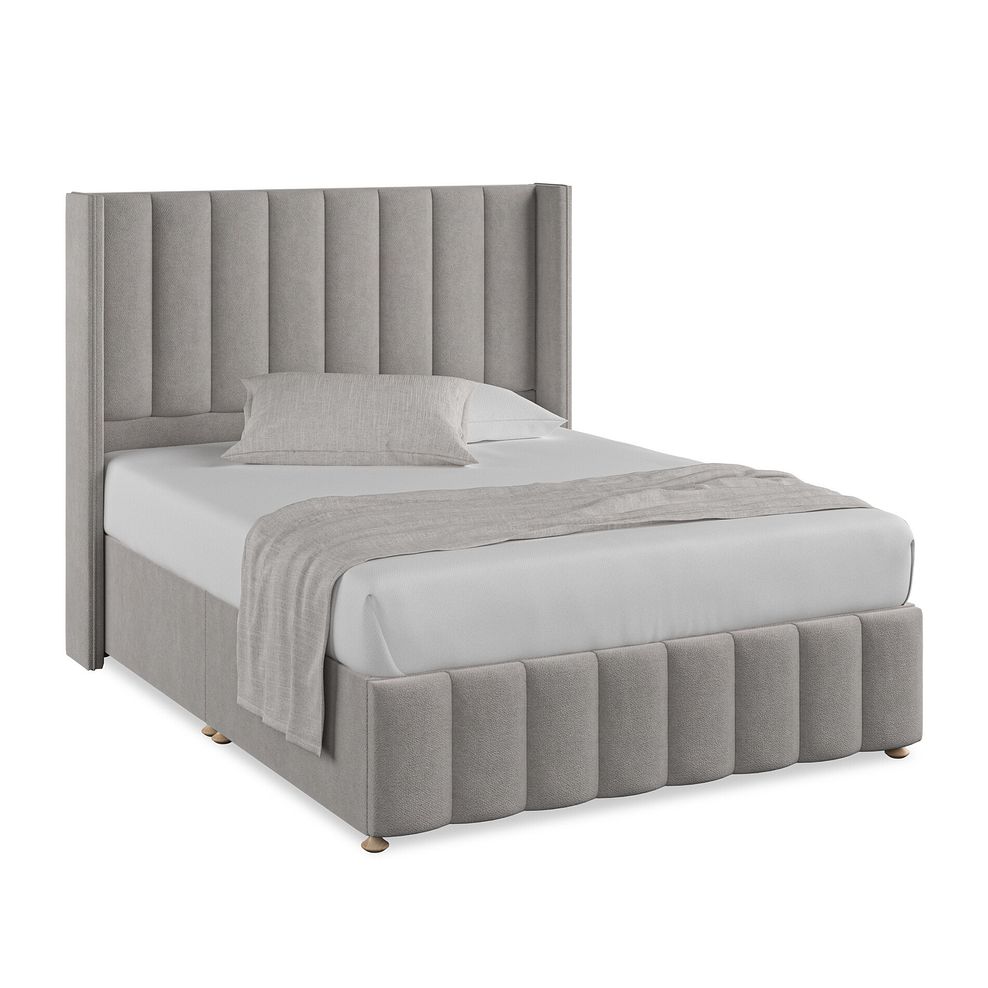 Amersham King-Size Divan Bed with Winged Headboard in Venice Fabric - Grey 1