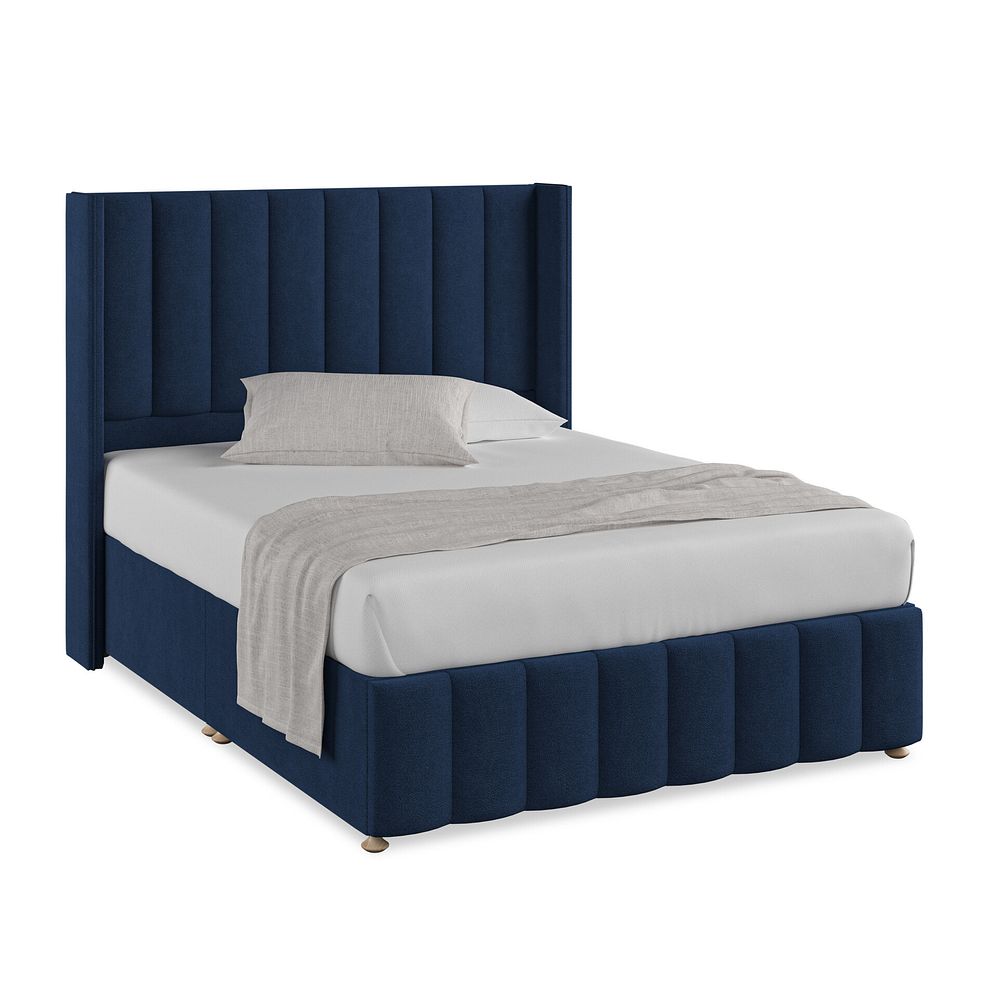 Amersham King-Size Divan Bed with Winged Headboard in Venice Fabric - Marine 1