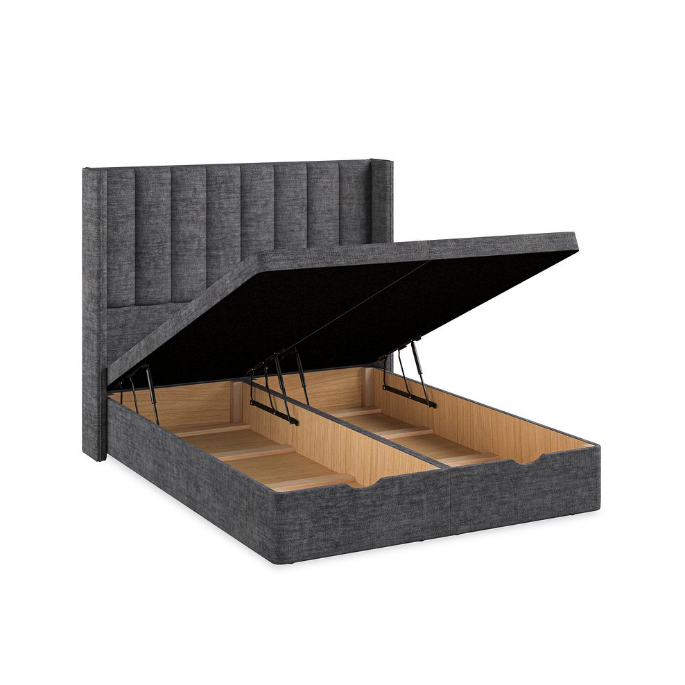 Amersham King-Size Ottoman Storage Bed with Winged Headboard in Brooklyn Fabric - Asteroid Grey Thumbnail 3