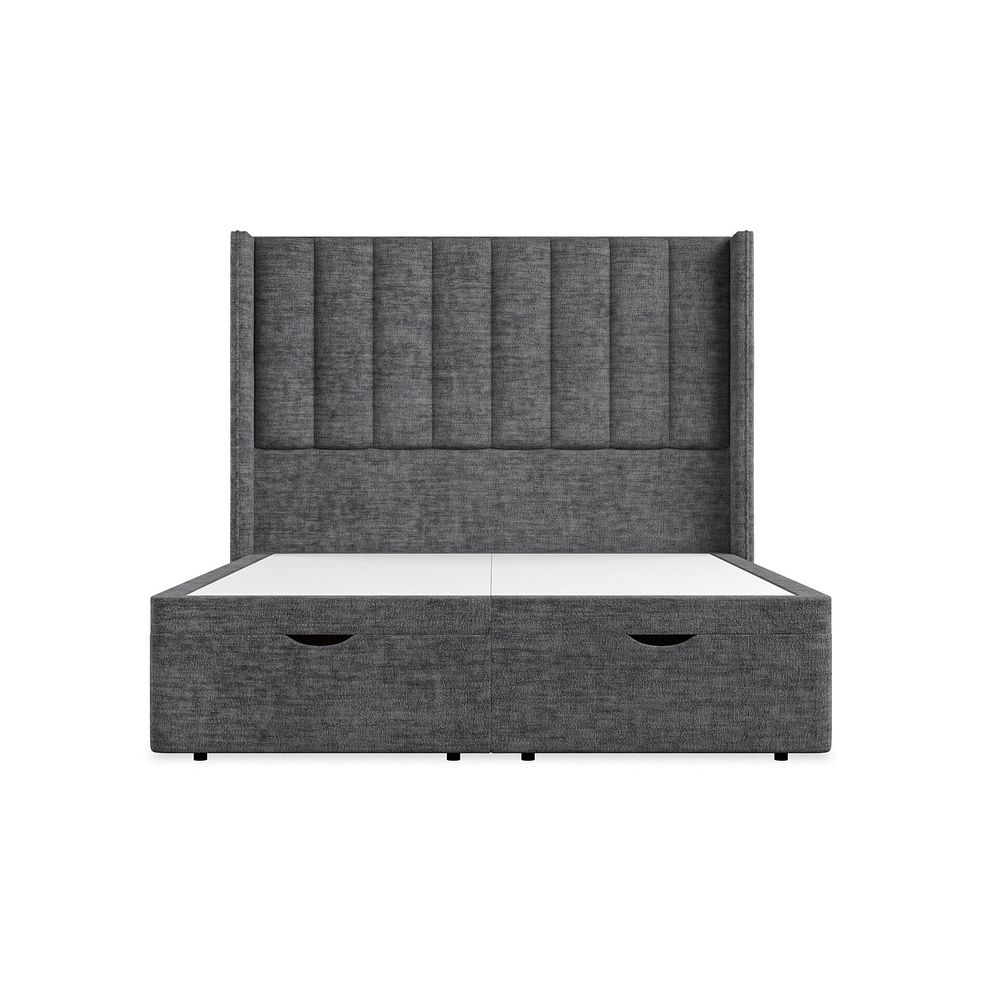 Amersham King-Size Ottoman Storage Bed with Winged Headboard in Brooklyn Fabric - Asteroid Grey Thumbnail 4