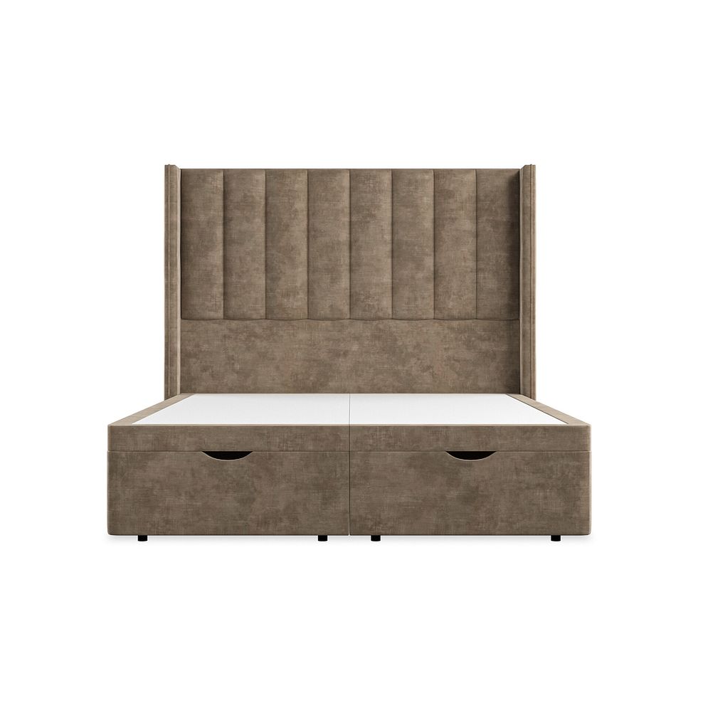 Amersham King-Size Ottoman Storage Bed with Winged Headboard in Heritage Velvet - Cedar Thumbnail 4