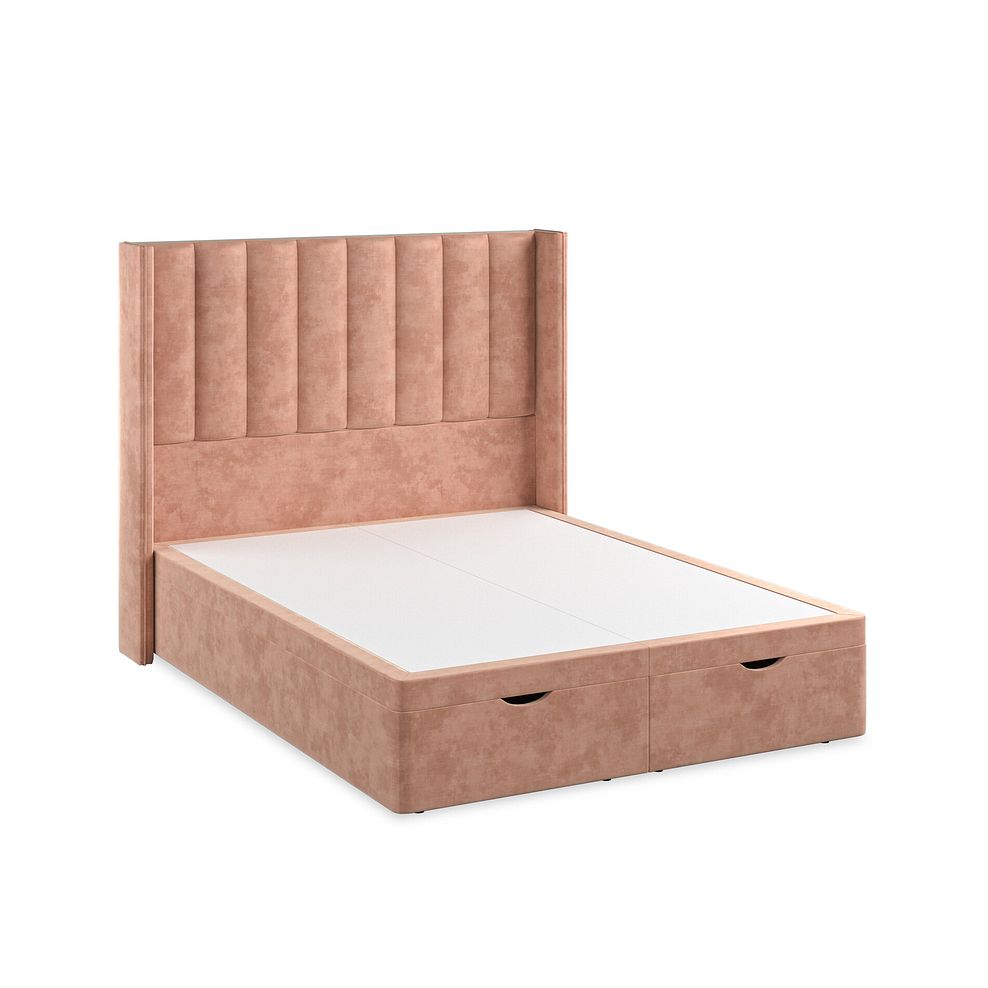 Amersham King-Size Ottoman Storage Bed with Winged Headboard in Heritage Velvet - Powder Pink 2