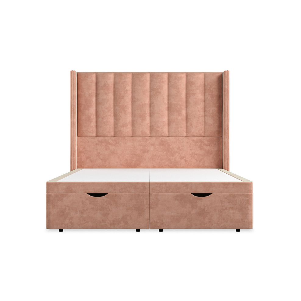 Amersham King-Size Ottoman Storage Bed with Winged Headboard in Heritage Velvet - Powder Pink 4
