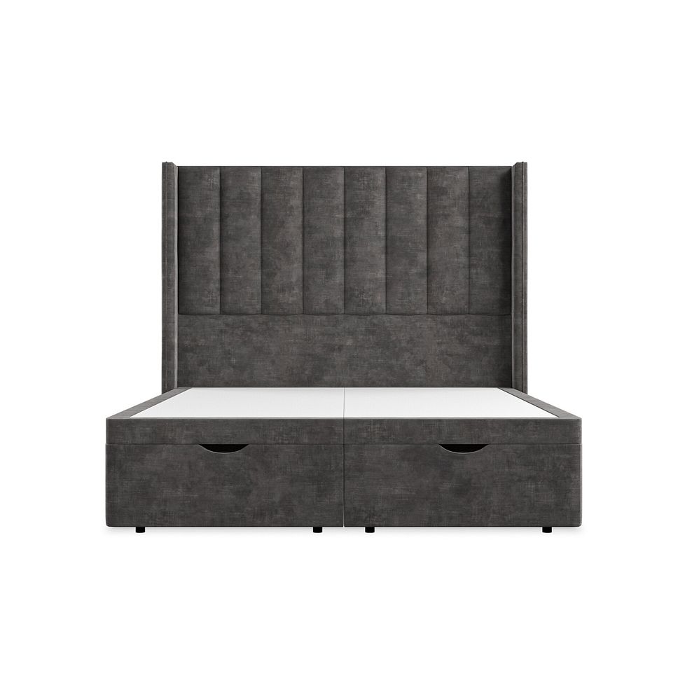 Amersham King-Size Ottoman Storage Bed with Winged Headboard in Heritage Velvet - Steel Thumbnail 4