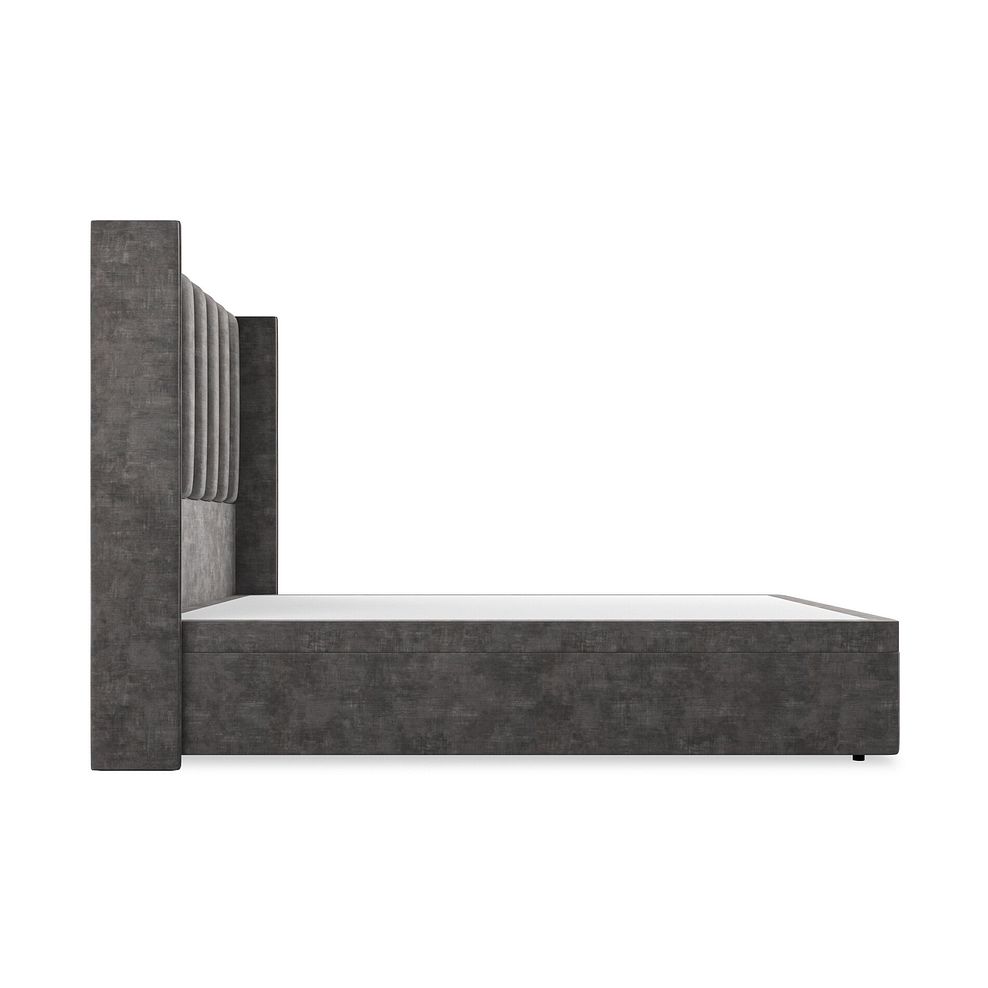 Amersham King-Size Ottoman Storage Bed with Winged Headboard in Heritage Velvet - Steel Thumbnail 5