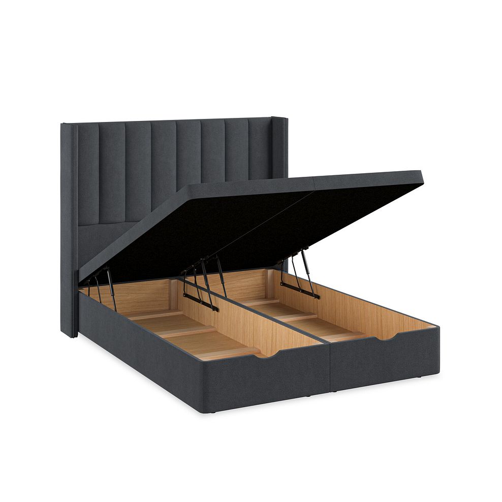 Amersham King-Size Ottoman Storage Bed with Winged Headboard in Venice Fabric - Anthracite Thumbnail 3
