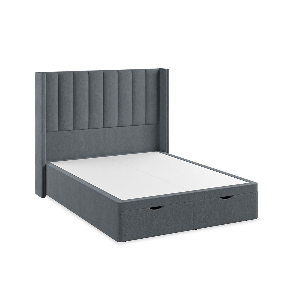Amersham King-Size Ottoman Storage Bed with Winged Headboard in Venice Fabric - Graphite 2