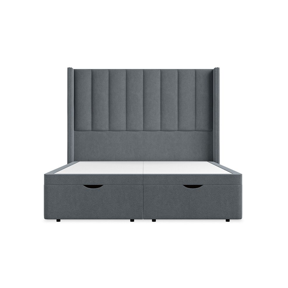 Amersham King-Size Ottoman Storage Bed with Winged Headboard in Venice Fabric - Graphite 4