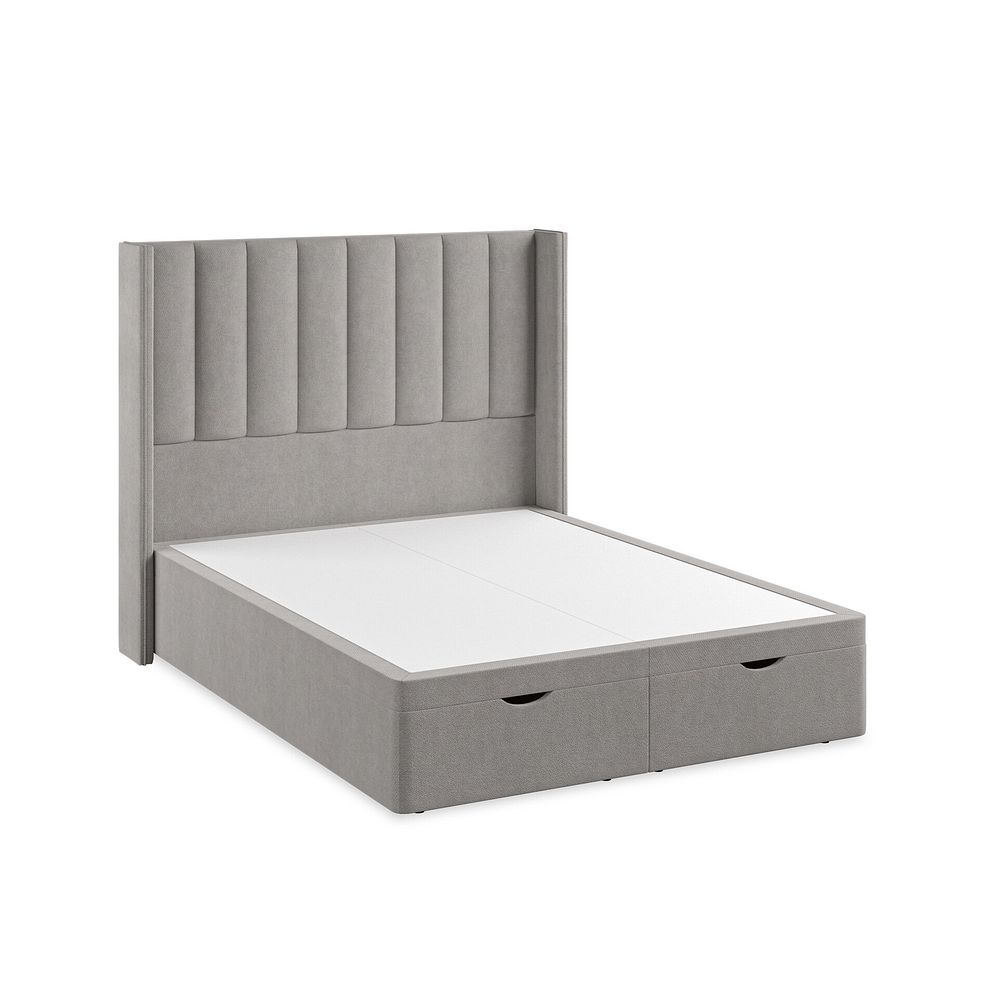 Amersham King-Size Ottoman Storage Bed with Winged Headboard in Venice Fabric - Grey 2