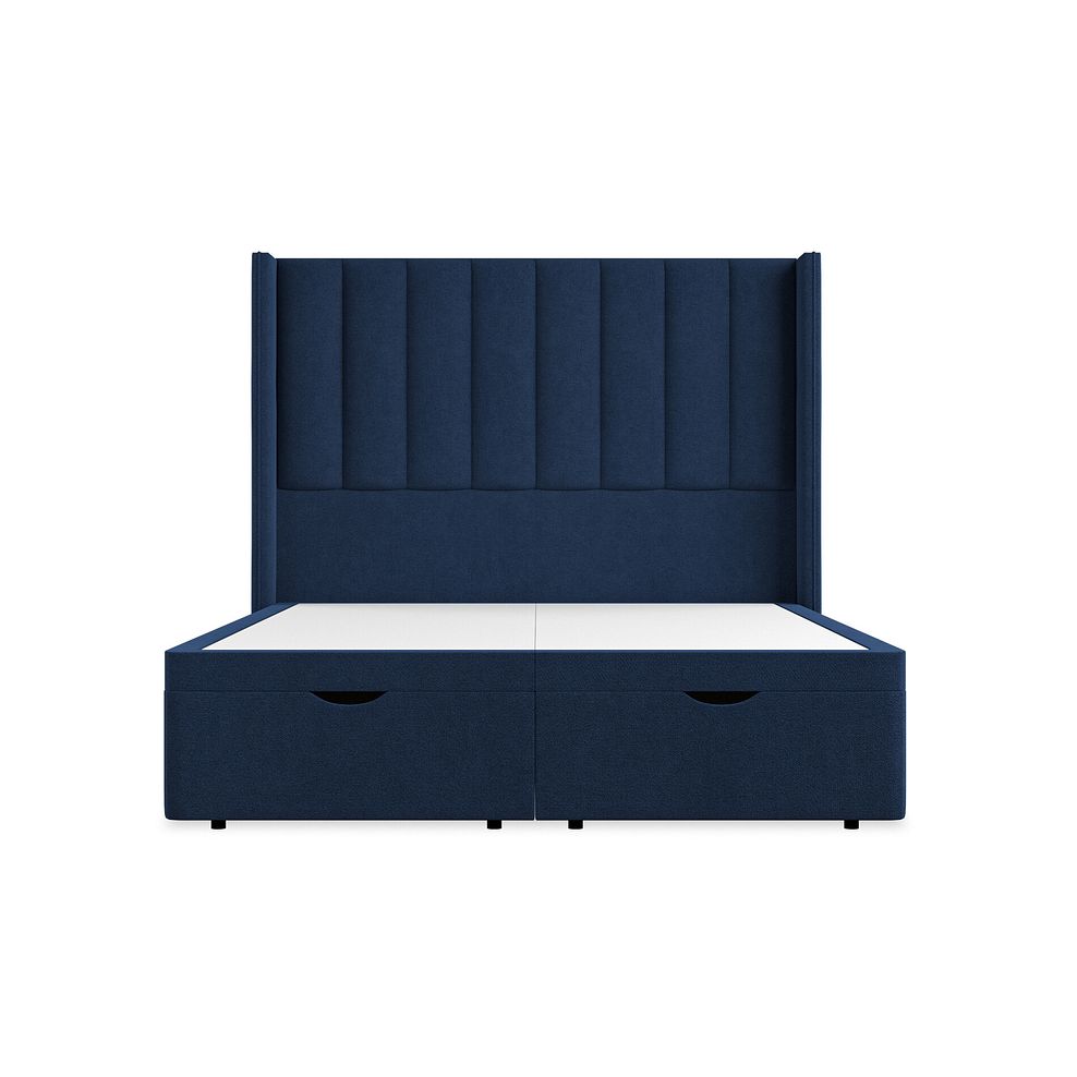 Amersham King-Size Ottoman Storage Bed with Winged Headboard in Venice Fabric - Marine Thumbnail 4