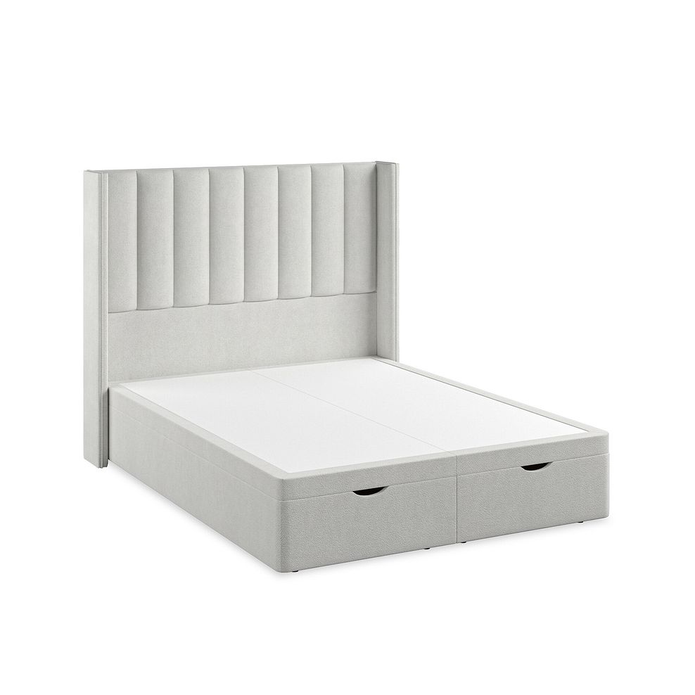 Amersham King-Size Ottoman Storage Bed with Winged Headboard in Venice Fabric - Silver 2