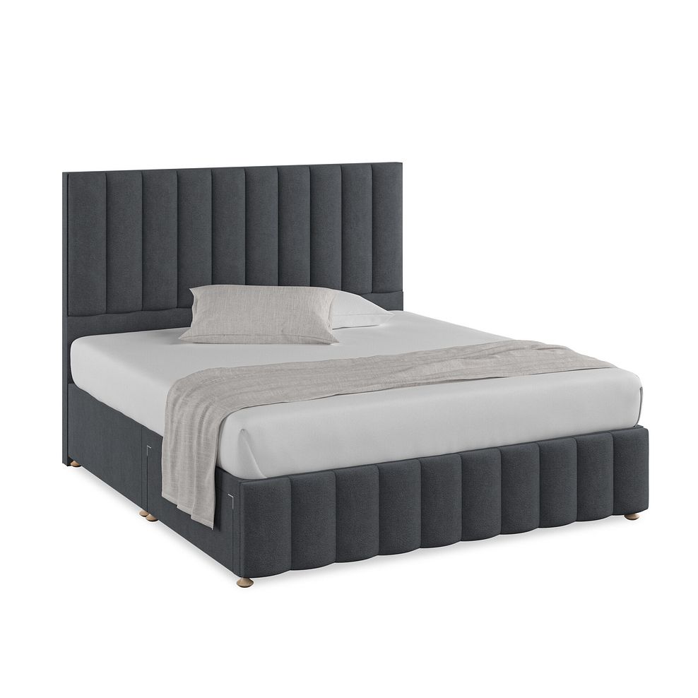 Amersham Super King-Size 2 Drawer Divan Bed in Venice Fabric - Anthracite Thumbnail 1