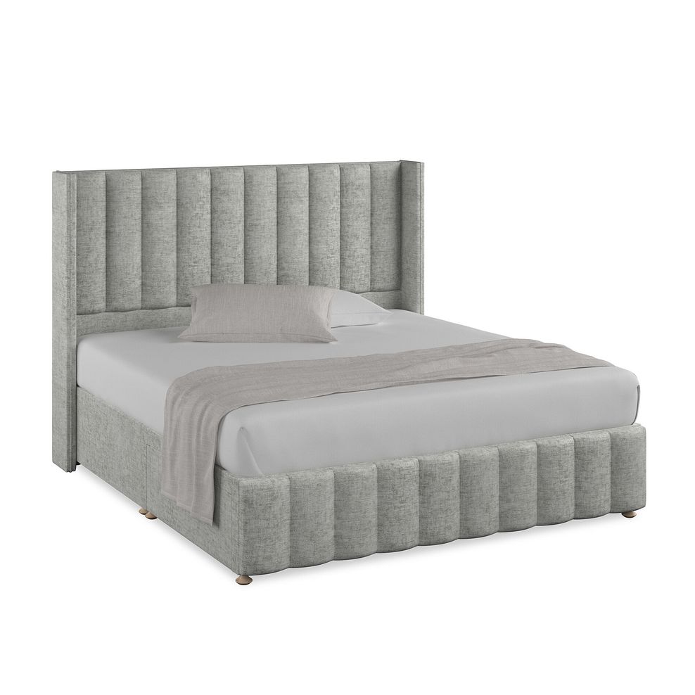 Amersham Super King-Size 2 Drawer Divan Bed with Winged Headboard in Brooklyn Fabric - Fallow Grey