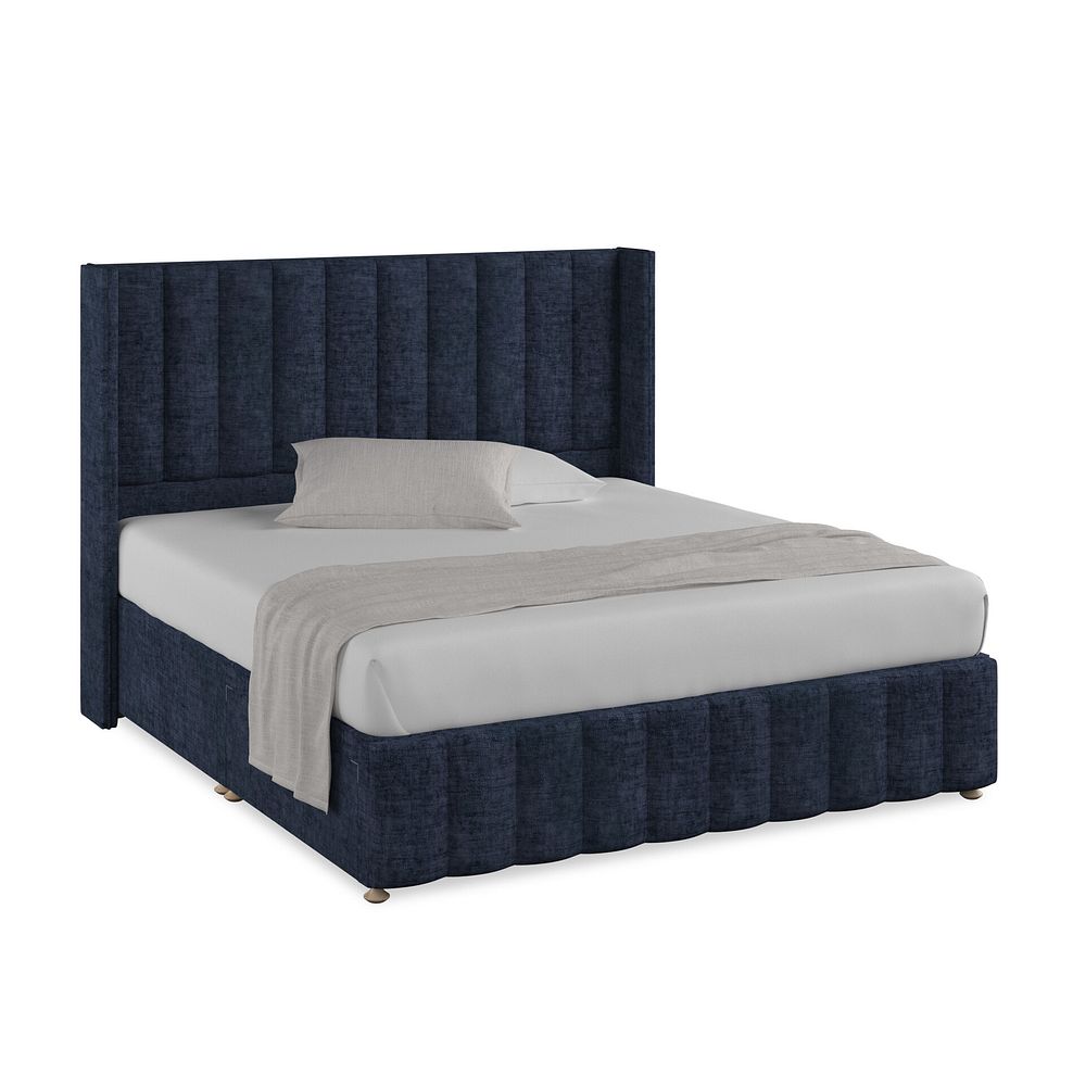 Amersham Super King-Size 2 Drawer Divan Bed with Winged Headboard in Brooklyn Fabric - Hummingbird Blue 1