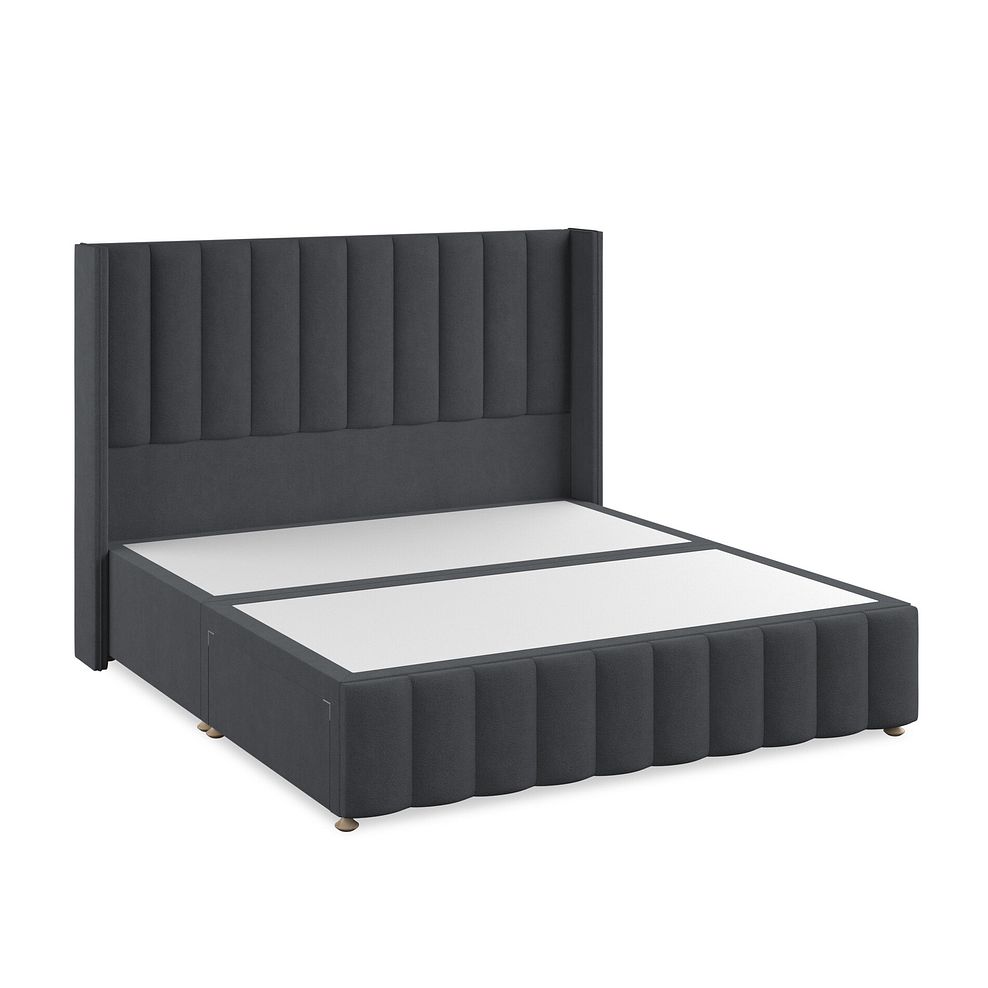 Amersham Super King-Size 2 Drawer Divan Bed with Winged Headboard in Venice Fabric - Anthracite 2