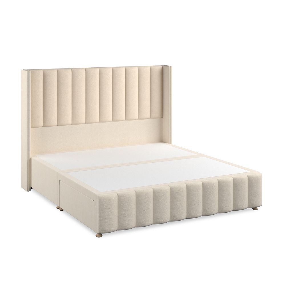 Amersham Super King-Size 2 Drawer Divan Bed with Winged Headboard in Venice Fabric - Cream 2