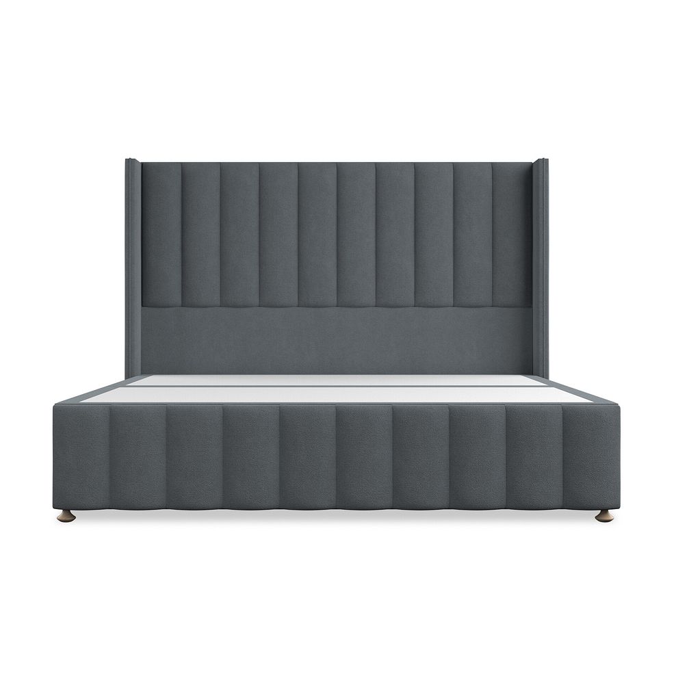 Amersham Super King-Size 2 Drawer Divan Bed with Winged Headboard in Venice Fabric - Graphite 3