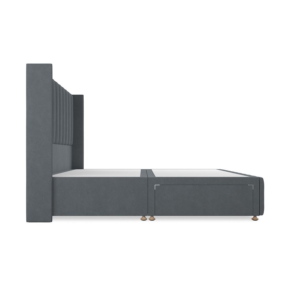 Amersham Super King-Size 2 Drawer Divan Bed with Winged Headboard in Venice Fabric - Graphite 4