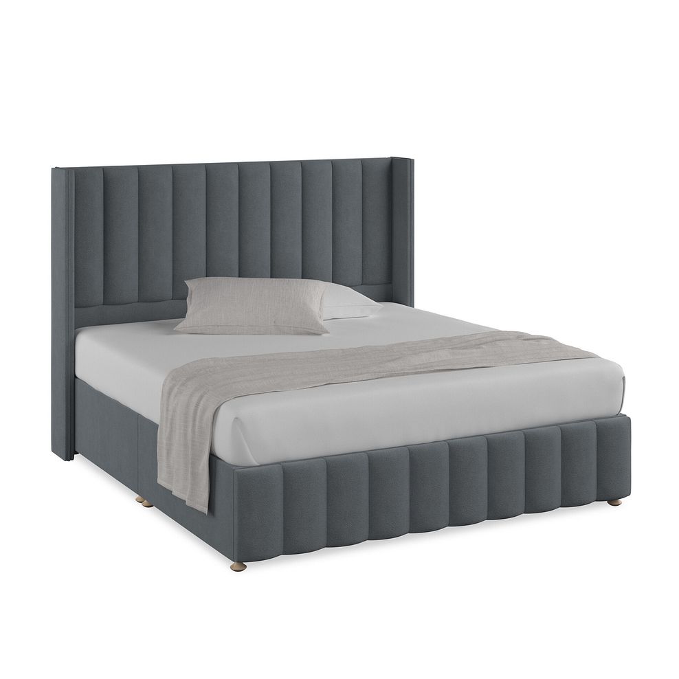 Amersham Super King-Size Divan Bed with Winged Headboard in Venice Fabric - Graphite