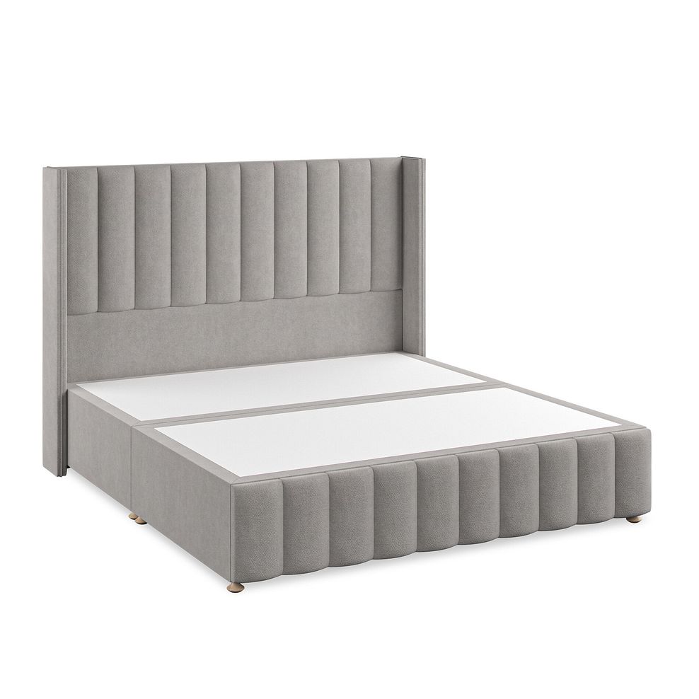Amersham Super King-Size Divan Bed with Winged Headboard in Venice Fabric - Grey Thumbnail 2