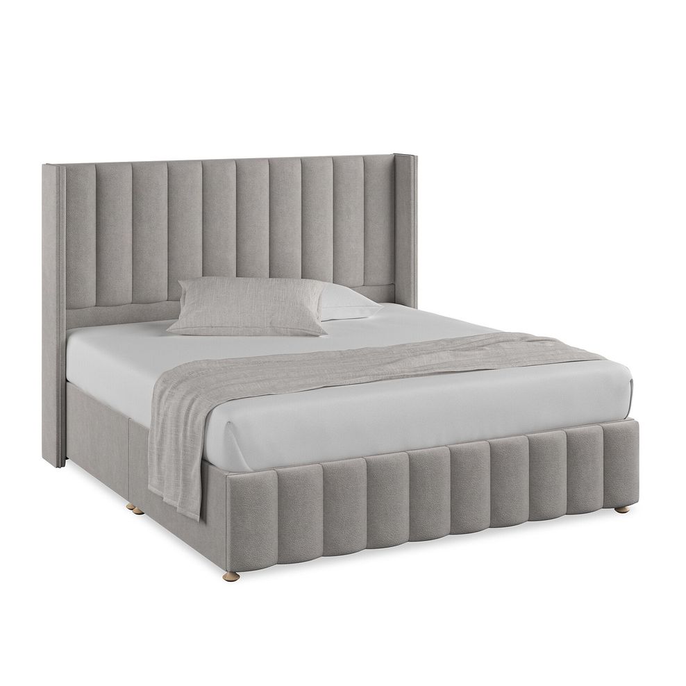 Amersham Super King-Size Divan Bed with Winged Headboard in Venice Fabric - Grey