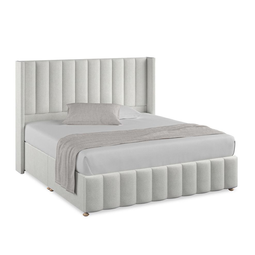 Amersham Super King-Size Divan Bed with Winged Headboard in Venice Fabric - Silver