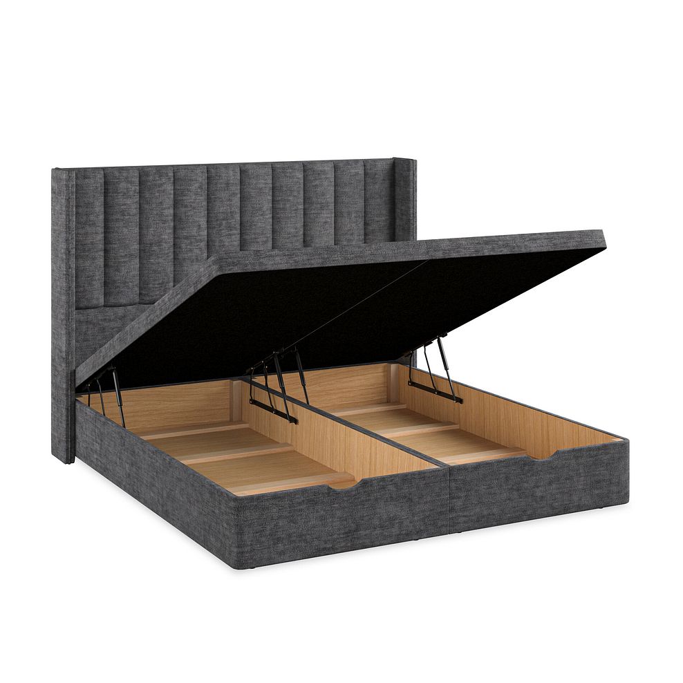 Amersham Super King-Size Ottoman Storage Bed with Winged Headboard in Brooklyn Fabric - Asteroid Grey 3