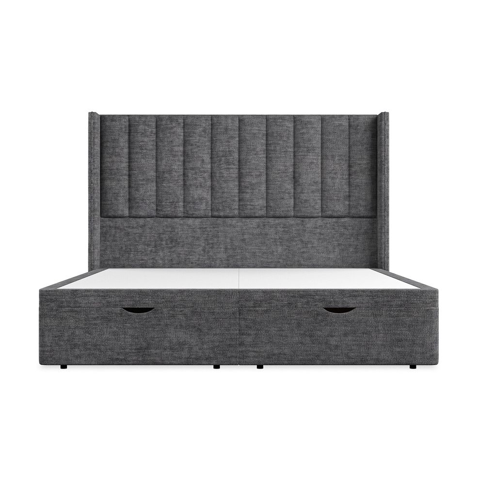 Amersham Super King-Size Ottoman Storage Bed with Winged Headboard in Brooklyn Fabric - Asteroid Grey Thumbnail 4