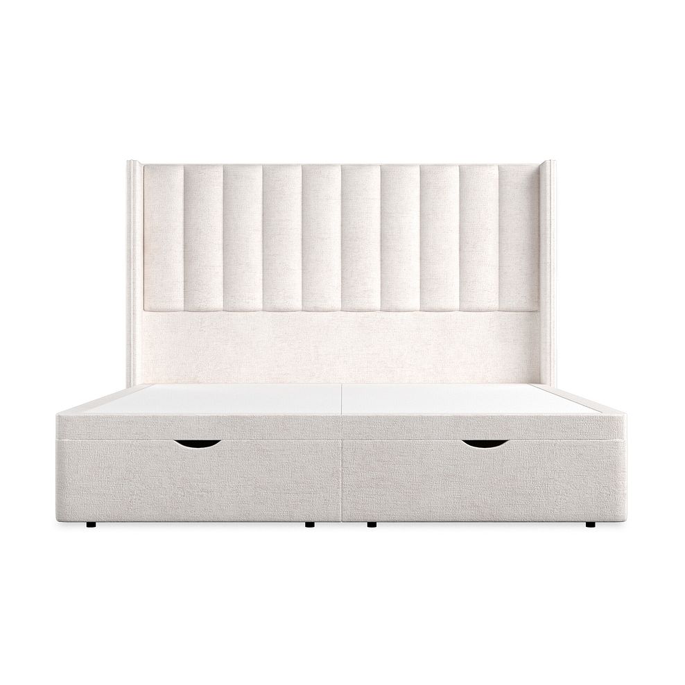 Amersham Super King-Size Ottoman Storage Bed with Winged Headboard in Brooklyn Fabric - Lace White Thumbnail 4