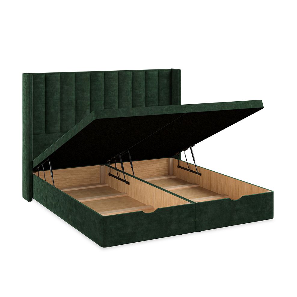 Amersham Super King-Size Ottoman Storage Bed with Winged Headboard in Heritage Velvet - Bottle Green 3