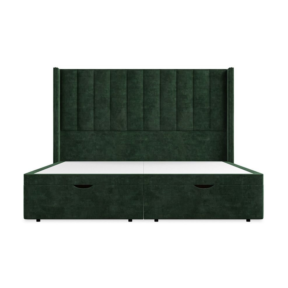 Amersham Super King-Size Ottoman Storage Bed with Winged Headboard in Heritage Velvet - Bottle Green Thumbnail 4