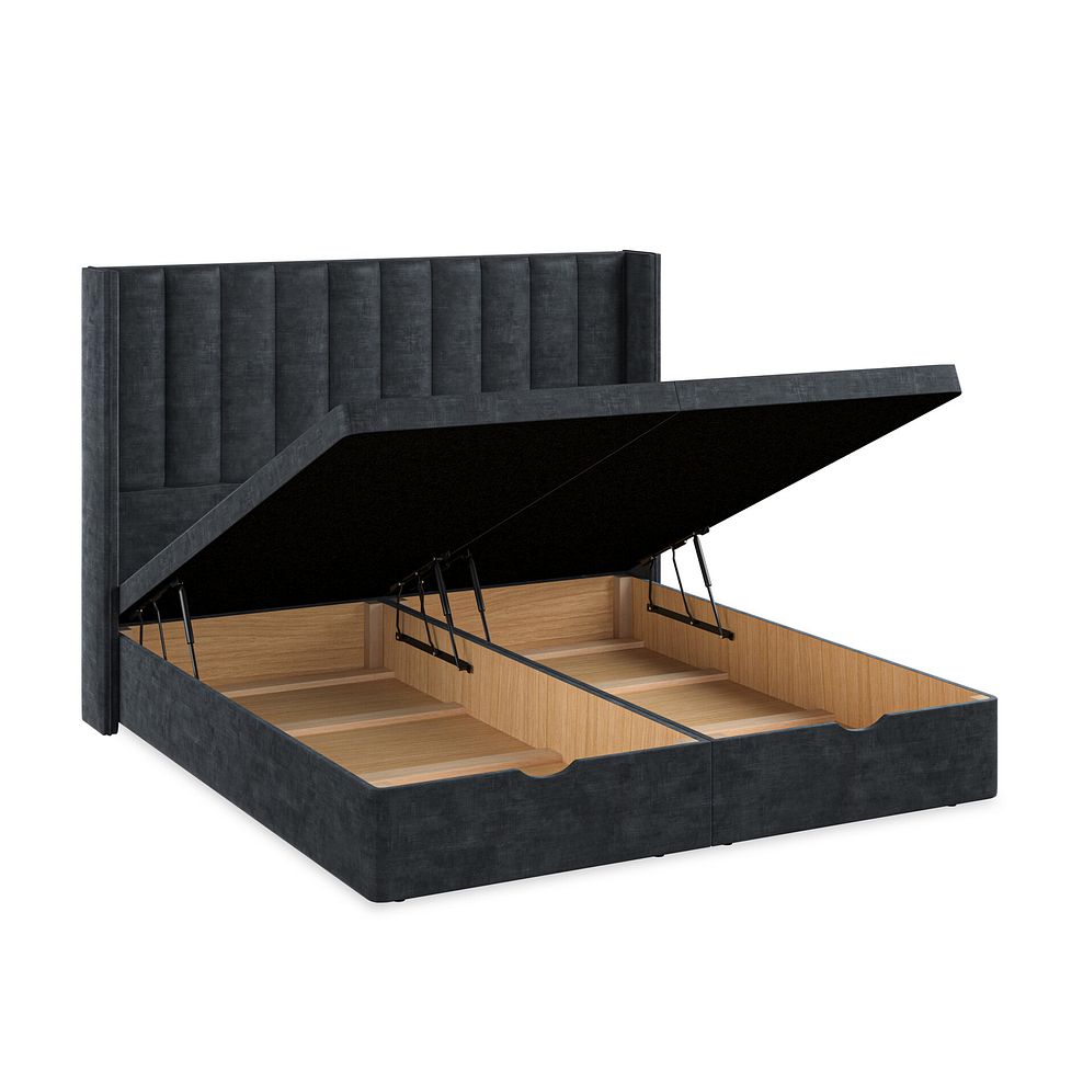 Amersham Super King-Size Ottoman Storage Bed with Winged Headboard in Heritage Velvet - Charcoal Thumbnail 3