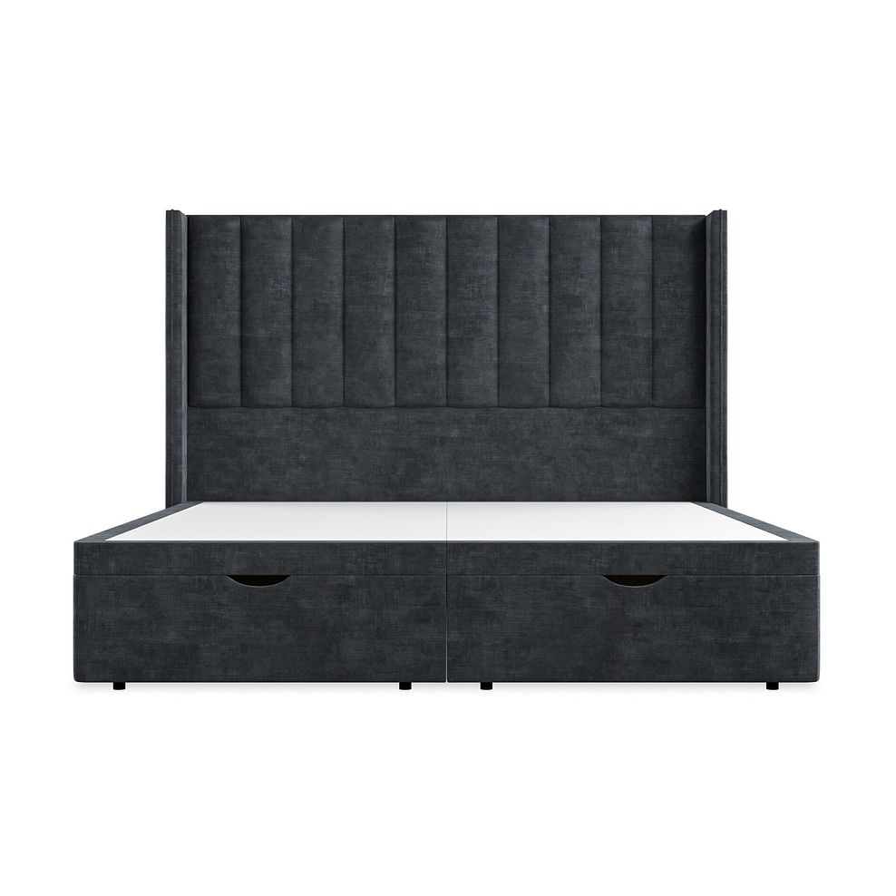 Amersham Super King-Size Ottoman Storage Bed with Winged Headboard in Heritage Velvet - Charcoal 4