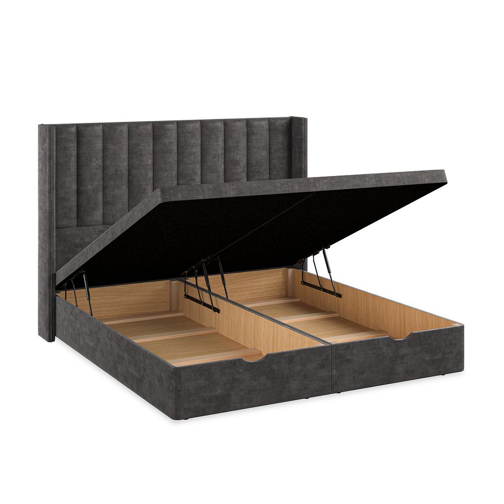 Amersham Super King-Size Ottoman Storage Bed with Winged Headboard in Heritage Velvet - Steel Thumbnail 3