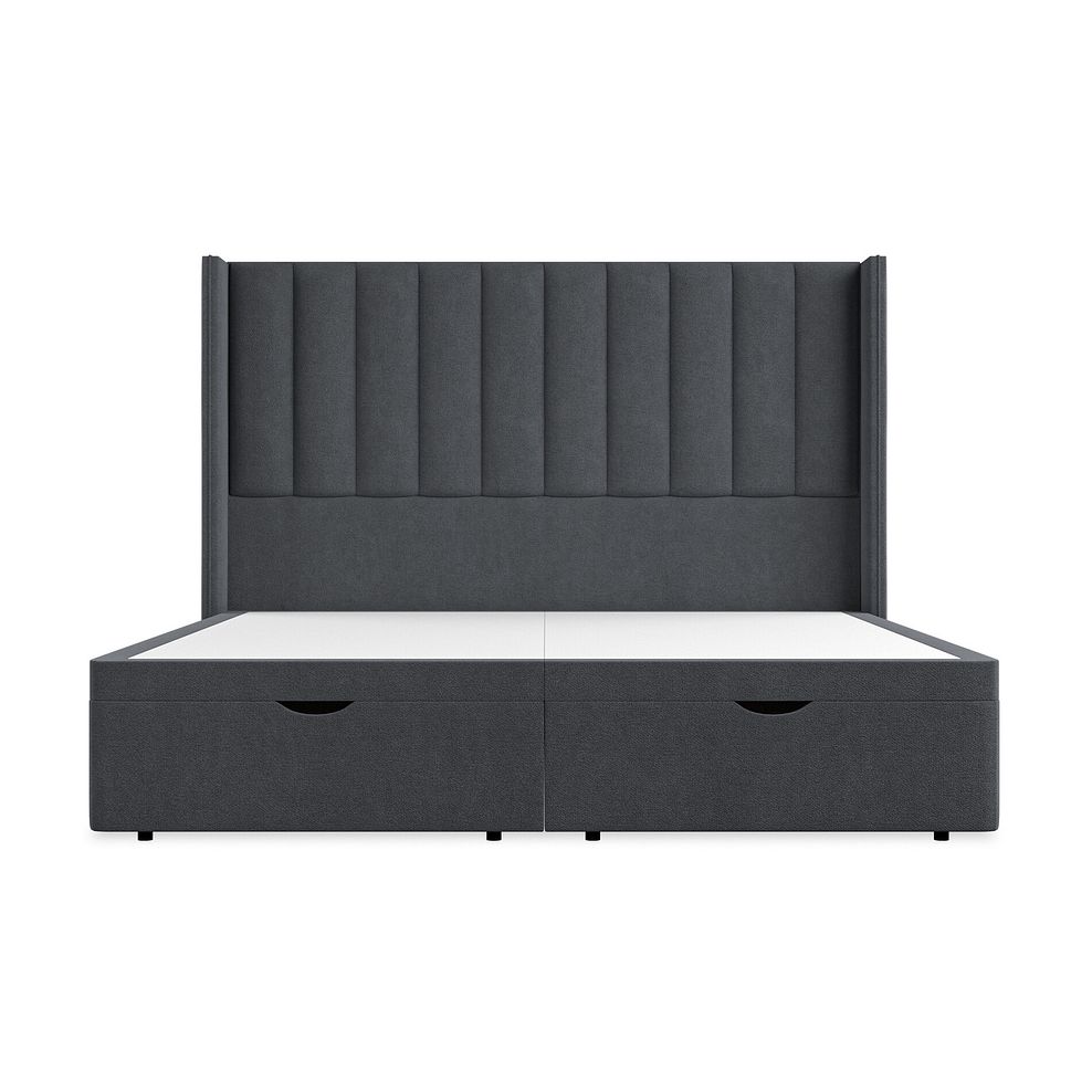 Amersham Super King-Size Ottoman Storage Bed with Winged Headboard in Venice Fabric - Anthracite 4
